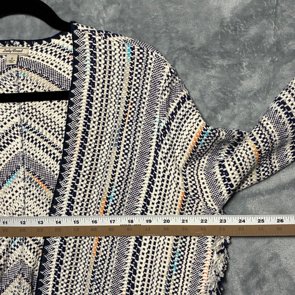 Lucky Brand Pottery Open Front Fringe Knit Cardigan Sweater Women's‎ S - Picture 8 of 9